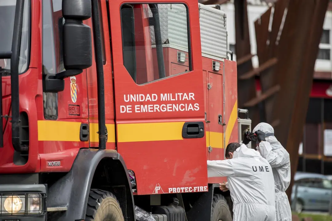DAVID S. BUSTAMANTE 17/03/2020 SANTANDER/ CANTABRIA La Unidad Militar de Emergencias UME realiza apoyo de seguridad en Santander tras decretarse el Estado de Alerta en Espa&ntilde;a por el Coronavirus COVID-19 