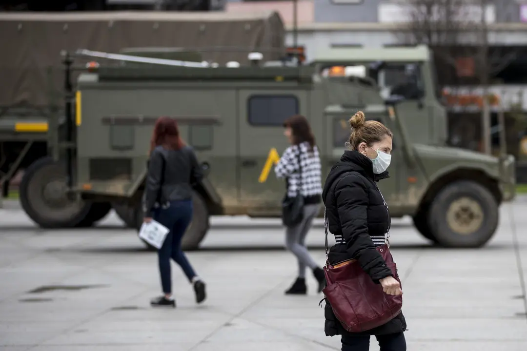 DAVID S. BUSTAMANTE 17/03/2020 SANTANDER/ CANTABRIA La Unidad Militar de Emergencias UME realiza apoyo de seguridad en Santander tras decretarse el Estado de Alerta en Espa&ntilde;a por el Coronavirus COVID-19 