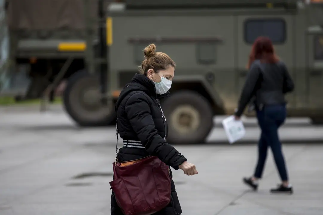 DAVID S. BUSTAMANTE 17/03/2020 SANTANDER/ CANTABRIA La Unidad Militar de Emergencias UME realiza apoyo de seguridad en Santander tras decretarse el Estado de Alerta en Espa&ntilde;a por el Coronavirus COVID-19 