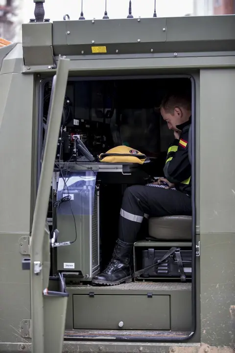 DAVID S. BUSTAMANTE 17/03/2020 SANTANDER/ CANTABRIA La Unidad Militar de Emergencias UME realiza apoyo de seguridad en Santander tras decretarse el Estado de Alerta en Espa&ntilde;a por el Coronavirus COVID-19 