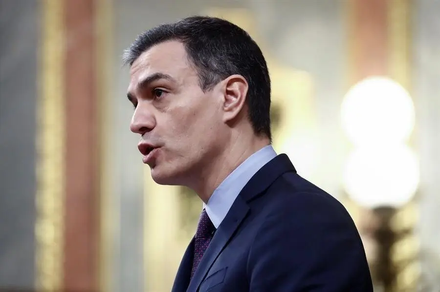 El presidente del Gobierno, Pedro S&aacute;nchez, durante su comparecencia este mi&eacute;rcoles en el Congreso de los Diputados para explicar la declaraci&oacute;n del estado de alarma