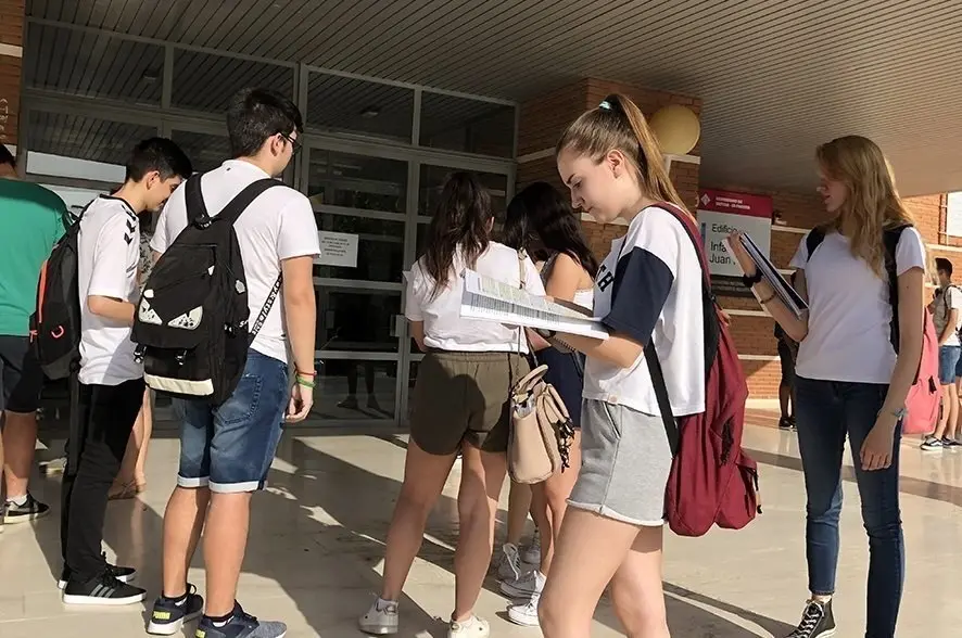 Estudiantes repasan antes de realizar la Selectividad, el a&ntilde;o pasado, en la Universidad de Castilla-La Mancha.