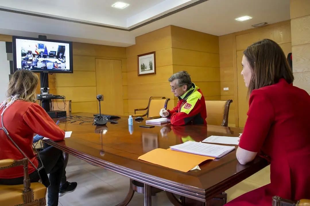 La consejera Paula Fern&aacute;ndez en videocoferencia con ministro del Interior