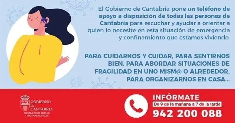 Tel&eacute;fono de apoyo emocional durante la cuarentena