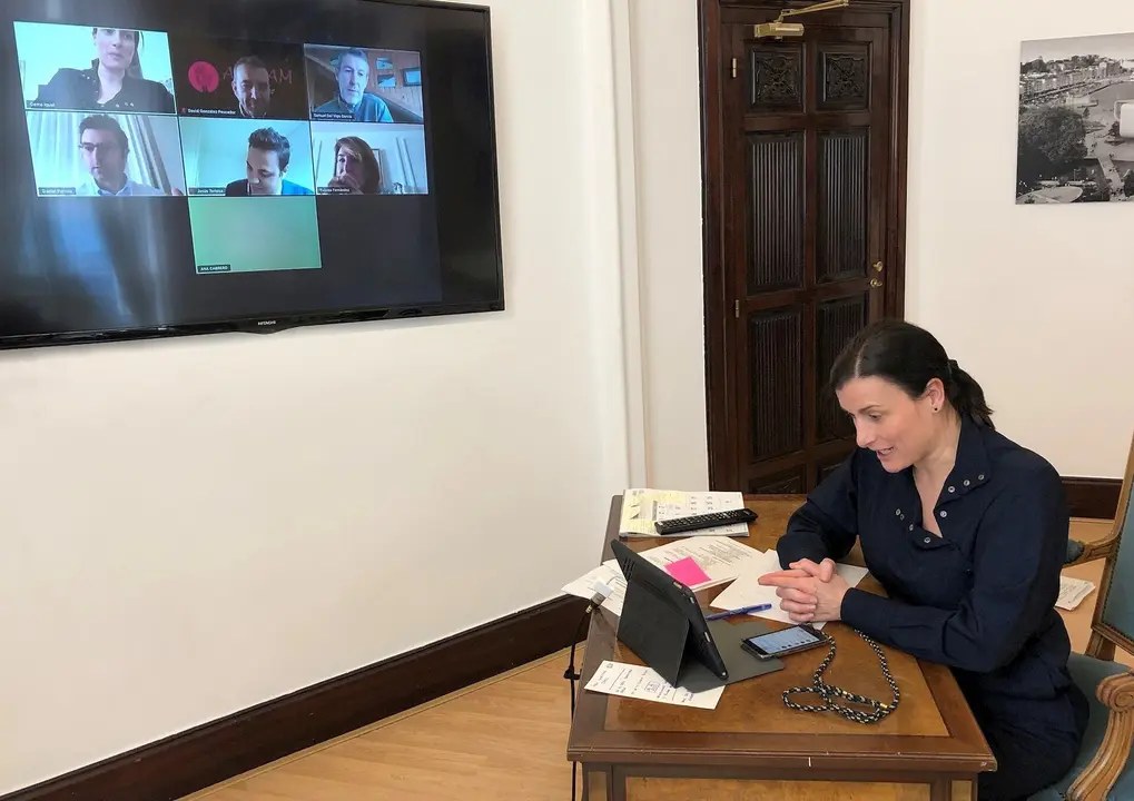 Videoconferencia de la alcaldesa con agentes econ&oacute;micos