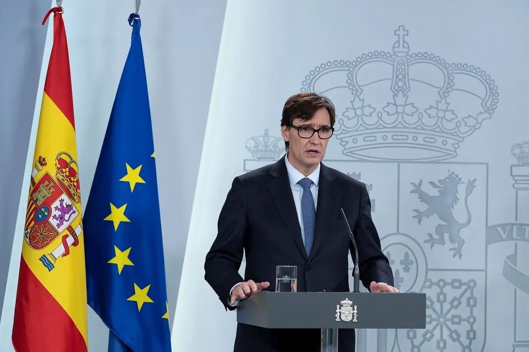 Intervenci&oacute;n en rueda de prensa del ministro de Sanidad, Salvador Illa, sobre la evoluci&oacute;n de la pandemia del coronavirus en Espa&ntilde;a. 1 de abril de 2020.