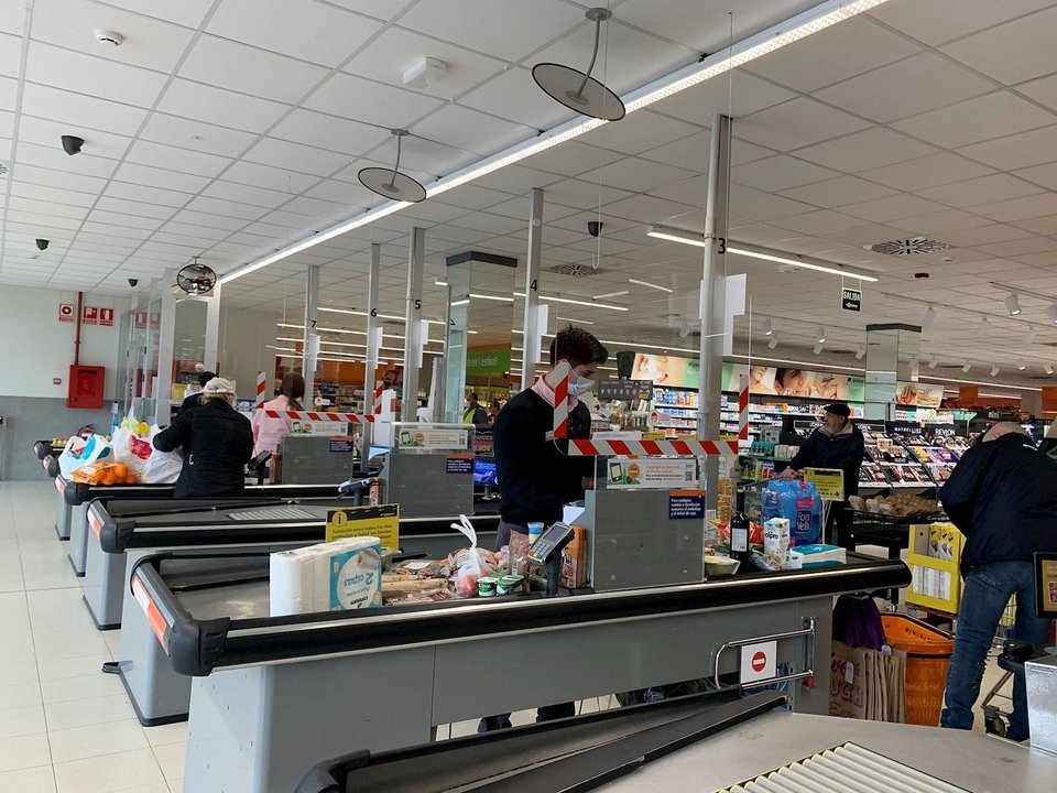 Caja de un supermercado durante la pandemia
