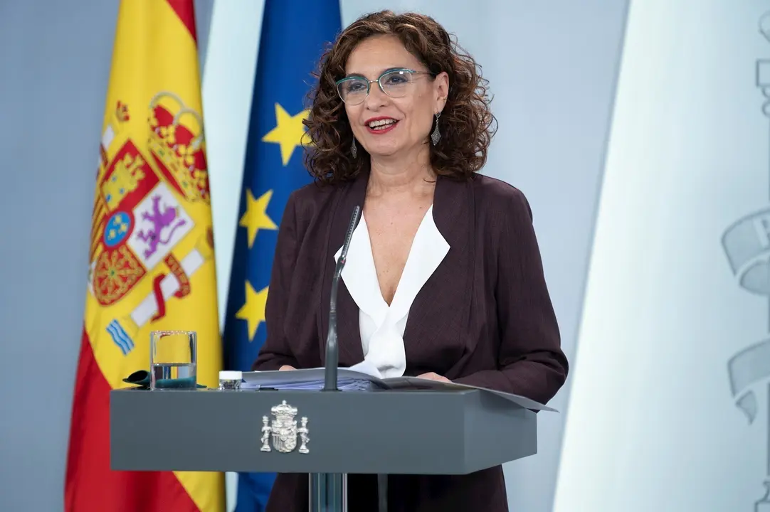 La ministra de Hacienda y portavoz del Gobierno, Mar&iacute;a Jes&uacute;s Montero, durante una rueda de prensa tras el Consejo de Ministros, en Madrid (Espa&ntilde;a) a 7 de abril de 2020.