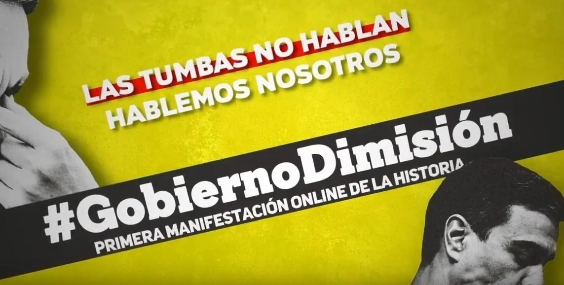 Manifestaci&oacute;n 'online' que pide dimisi&oacute;n de S&aacute;nchez.
