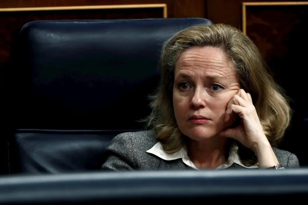 La ministra de Asuntos Econ&oacute;micos y Transformaci&oacute;n Digital, Nadia Calvi&ntilde;o, durante el pleno celebrado este jueves en el Congreso