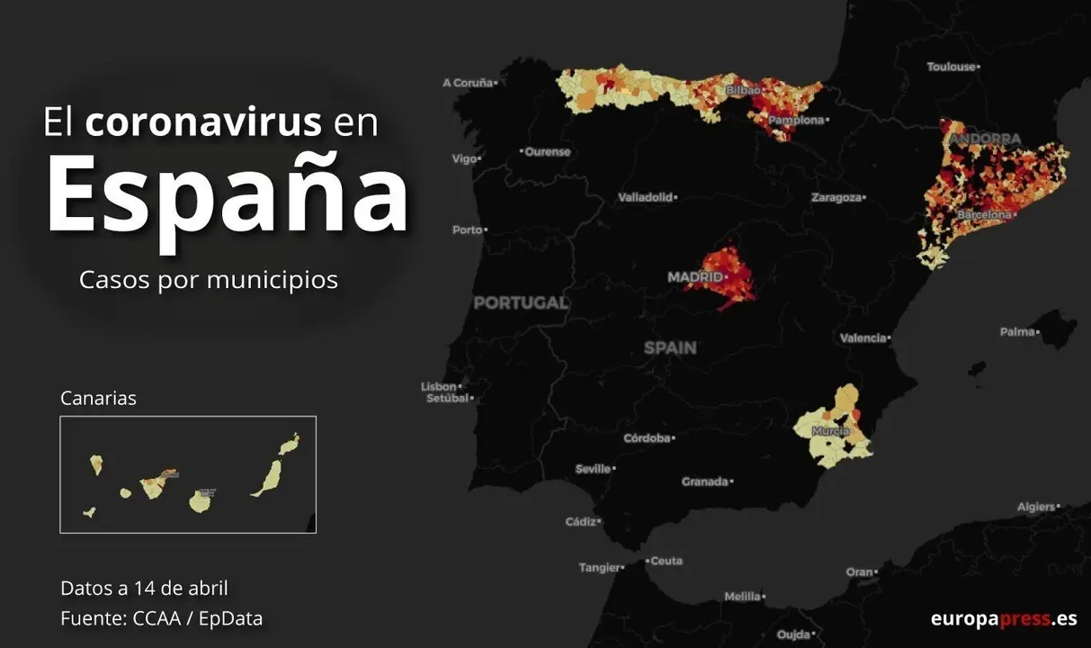 Casos de coronavirus por municipios