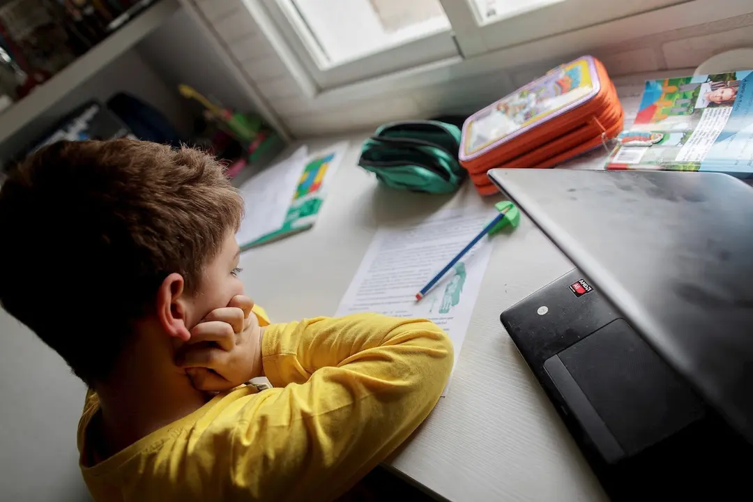 Un ni&ntilde;o estudia y hace los deberes en casa en Madrid este mi&eacute;rcoles.