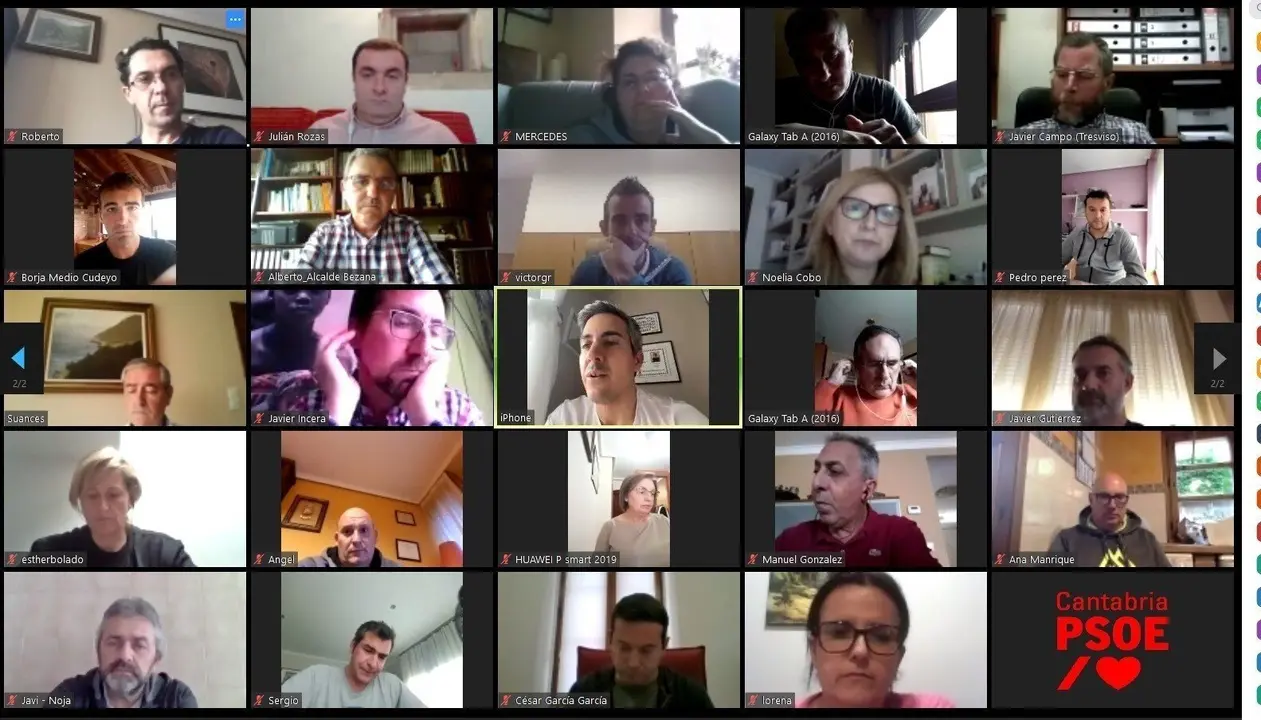 Videoconferencia de Pablo Zuloaga con alaldes y concejales del PSOE