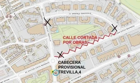 Cabecera provisional de la L&iacute;nea  1 del TUS