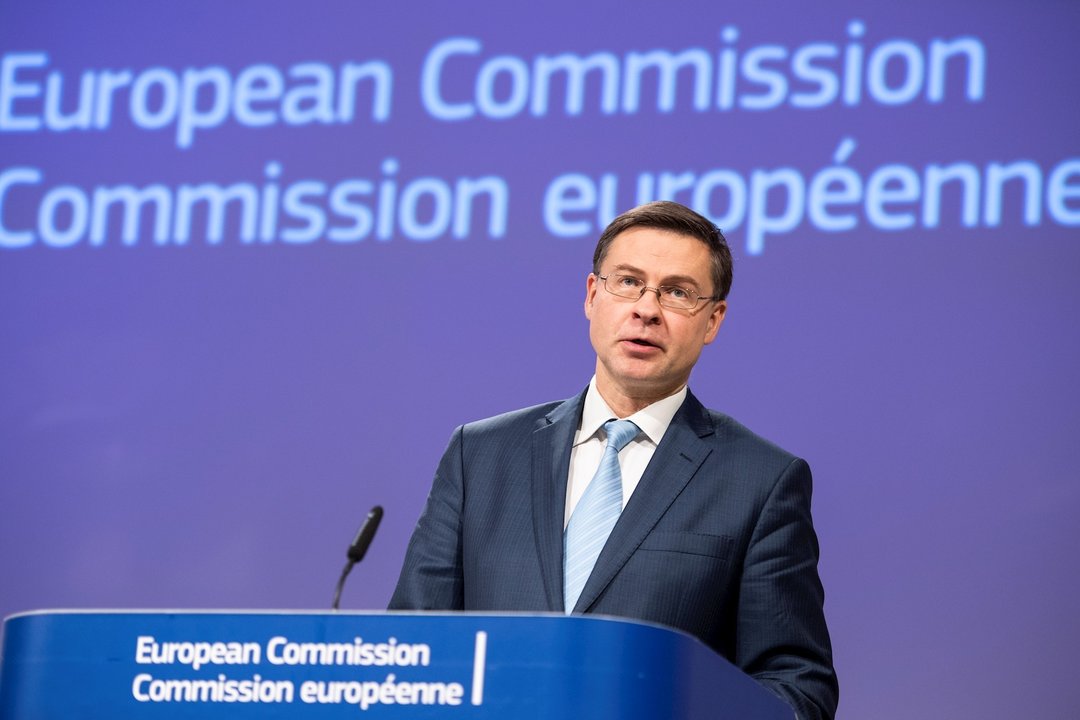 13 March 2020, Belgium, Brussels: Executive Vice-President of the European Commission in charge of an Economy that works for People Valdis Dombrovskis speaks at a press conference to present the economic response to the COVID-19 (coronavirus) crisis. Phot