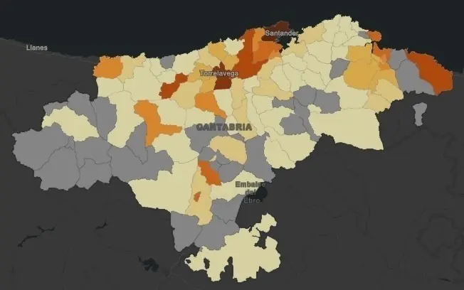 La evoluci&oacute;n del COVID-19 en los municipios c&aacute;ntabros