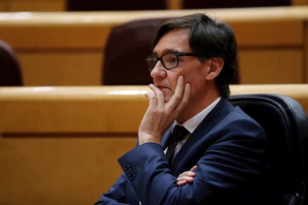 El ministro de Sanidad, Salvador Illa, durante la primera sesi&oacute;n de control al Gobierno en el Senado