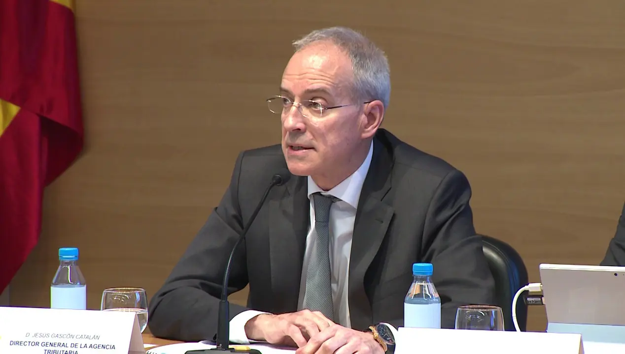 El director general de la AEAT, Jes&uacute;s Gasc&oacute;n, durante la rueda de prensa sobre la presentaci&oacute;n de la Campa&ntilde;a de Renta y Patrimonio 2018. 