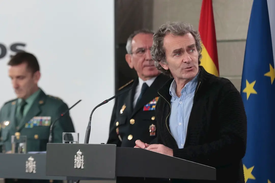 El director del Centro de Coordinaci&oacute;n de Alertas y Emergencias Sanitarias del Ministerio de Sanidad, Fernando Sim&oacute;n, durante la rueda de prensa convocada tras la reuni&oacute;n del Comit&eacute; T&eacute;cnico de Gesti&oacute;n del COVID-19 