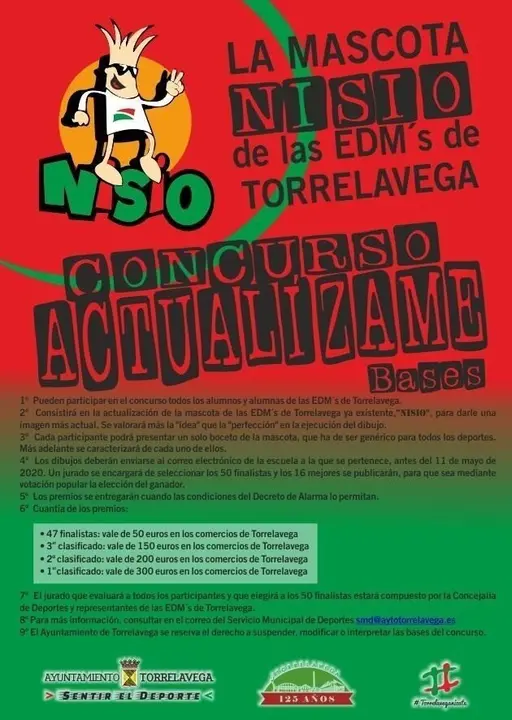 Cartel del concurso para actualizar la mascota de las escuelas deportivas municipales