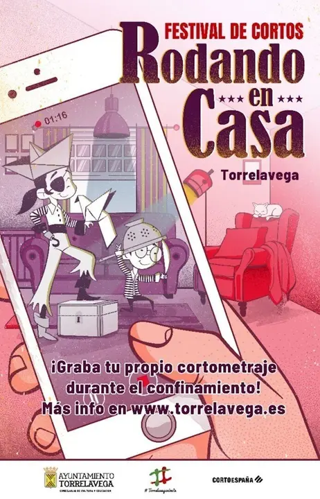 Cartel del festival de cortos 'Rodando en casa'