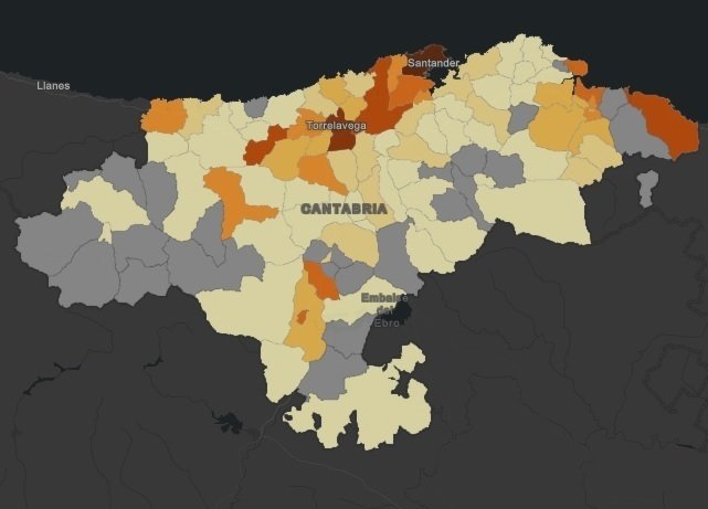 Municipios de Cantabria que han tenido o tienen casos de coronavirus