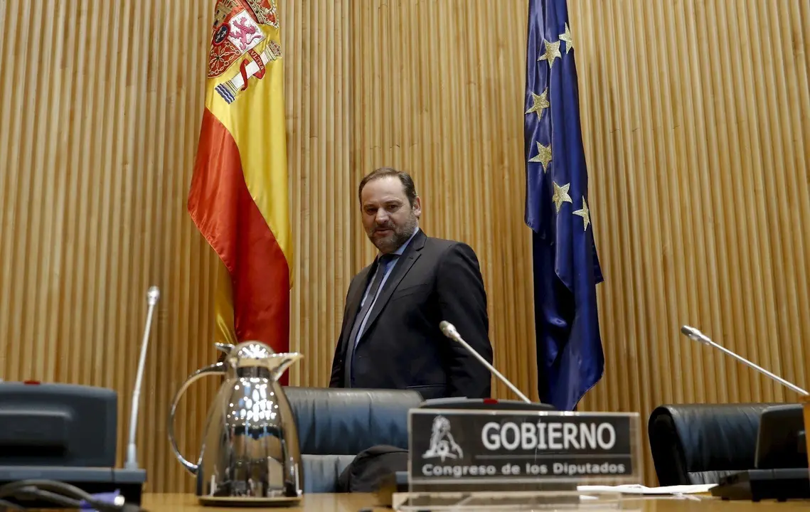 El ministro de Transportes, Movilidad y Agenda Urbana, Jos&eacute; Luis &Aacute;balos, momentos antes de comparecer este lunes ante la comisi&oacute;n correspondiente del Congreso.