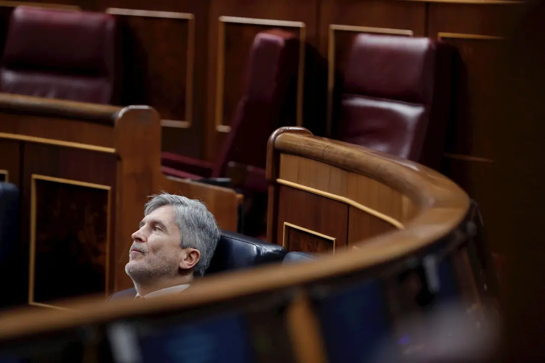 El ministro del Interior, Fernando Grande-Marlaska, durante la sesi&oacute;n de control al Ejecutivo de este mi&eacute;rcoles