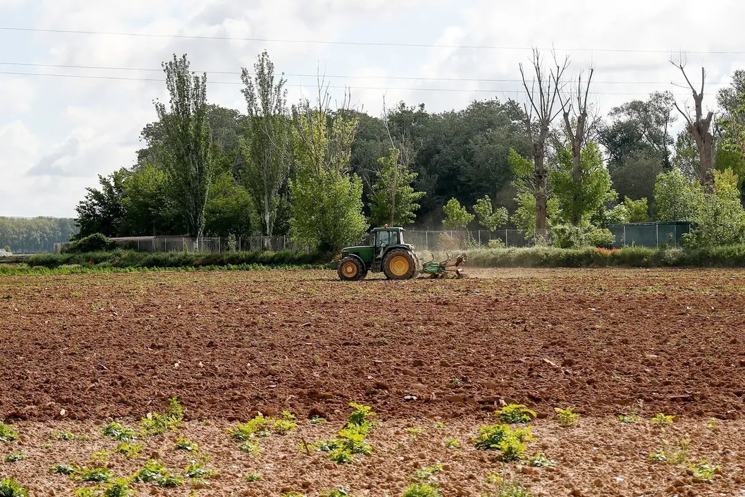 Un tractor ara un terreno de Aranjuez durante el d&iacute;a 45 del estado de alarma por la pandemia del coronavirus, en Aranjuez/Madrid (Espa&ntilde;a) a 28 de abril de 2020.