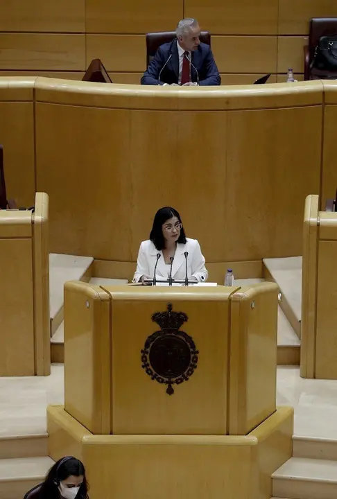 La ministra de Pol&iacute;tica Territorial, Carolina Darias, durante la sesi&oacute;n de la Comisi&oacute;n General de Comunidades Aut&oacute;nomas del Senado.