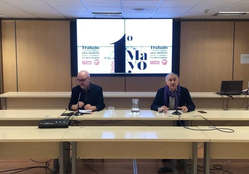 El secretario general de CCOO, Unai Sordo, y el de UGT, Pepe &Aacute;lvarez