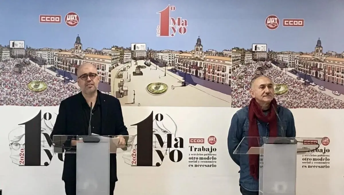 El secretario general de CCOO, Unai Sordo, y el de UGT, Pepe &Aacute;lvarez