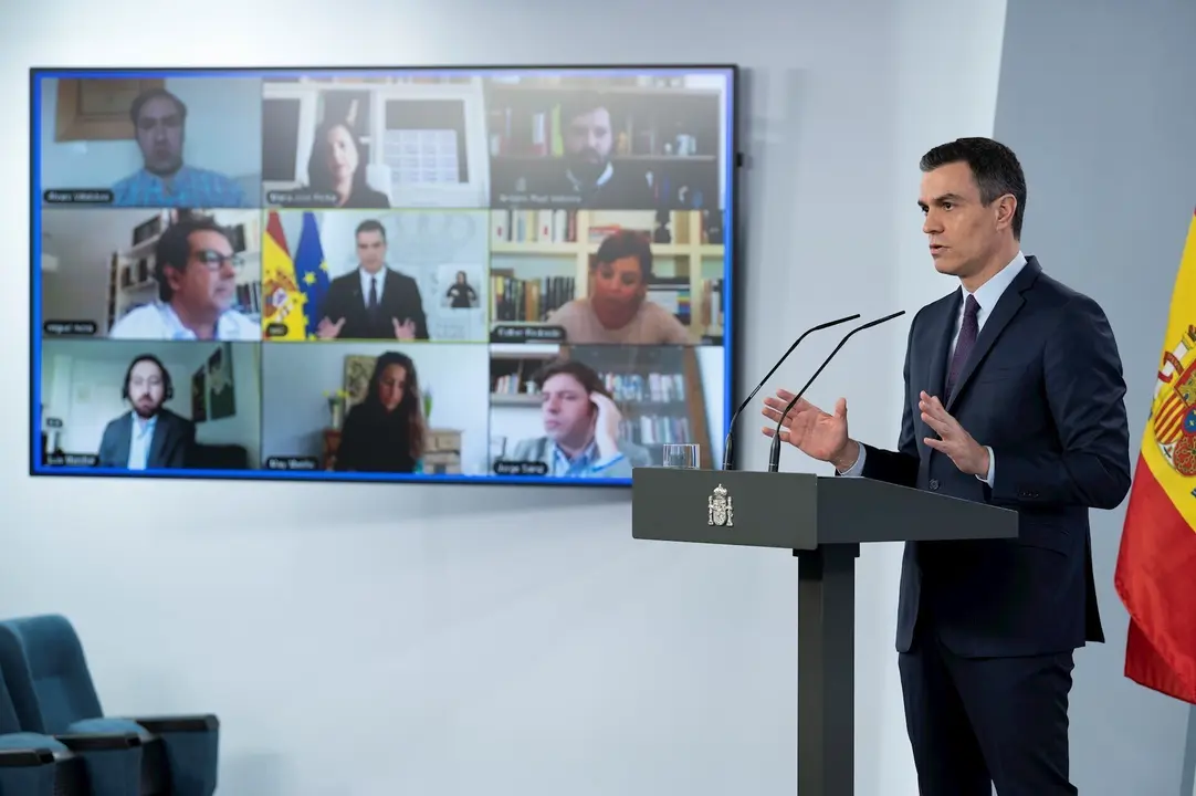 Comparecencia del presidente del Gobierno de Espa&ntilde;a, Pedro S&aacute;nchez, para anunciar las &uacute;ltimas medidas tomadas por su ejecutivo y la pr&oacute;rroga del estado de alarma en plena crisis del Covid-19,