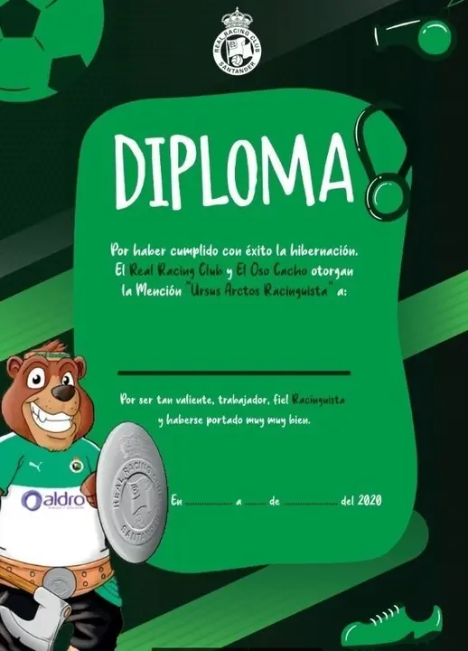 Diploma del Oso Cacho para los ni&ntilde;os