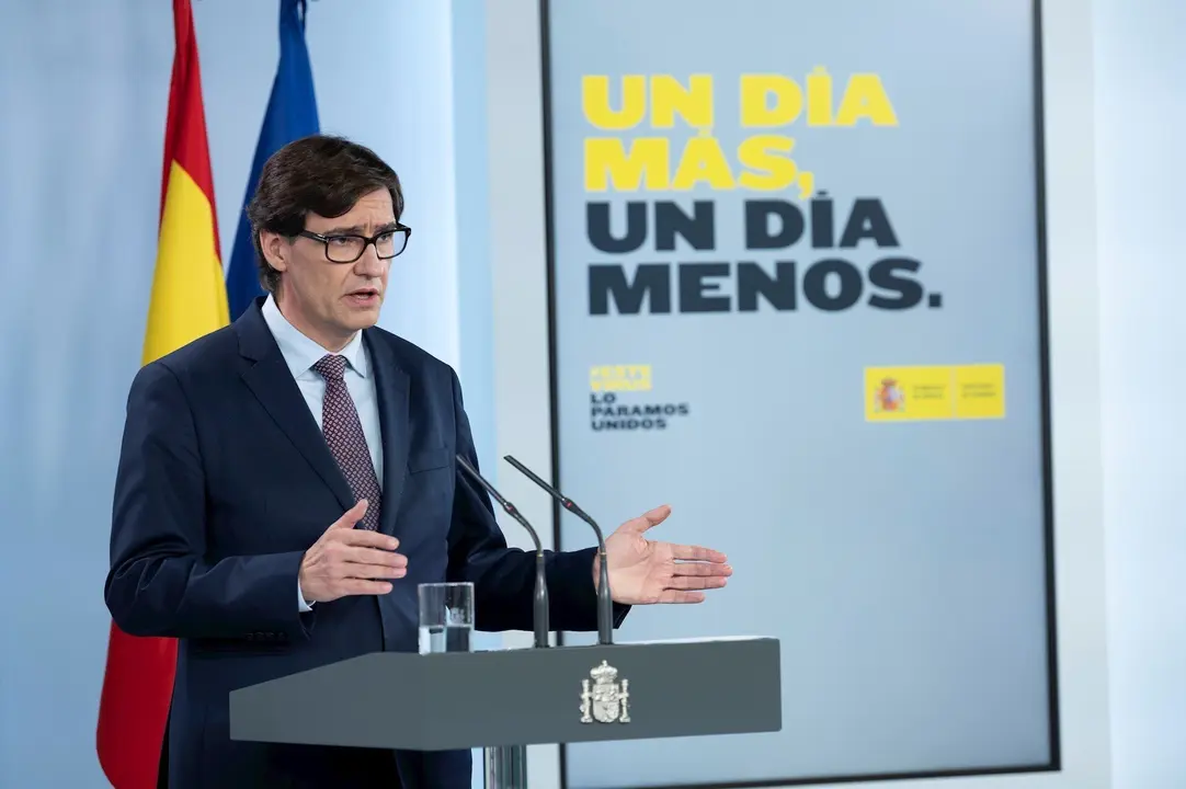 El ministro de Sanidad, Salvador Illa, comparece en rueda de prensa tras el Consejo de Ministros. En Madrid (Espa&ntilde;a), a 12 de mayo de 2020.