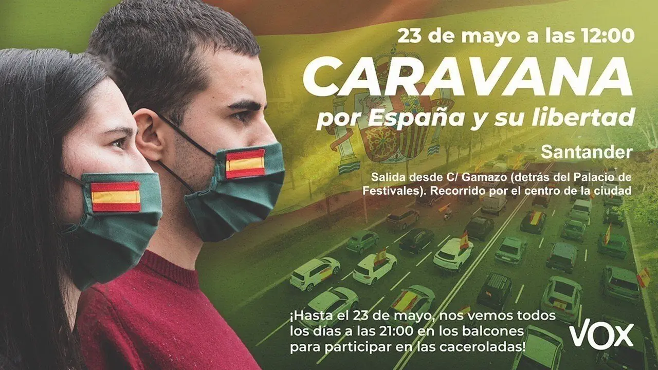 Cartel de la 'Caravana por Espa&ntilde;a y su libertad' convocada por Vox en Santander