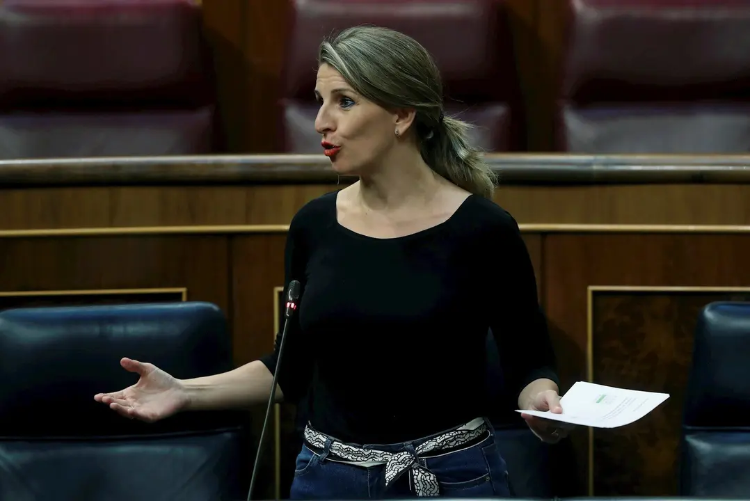 La ministra de Trabajo, Yolanda D&iacute;az, en una intervenci&oacute;n ante el Pleno del Congreso