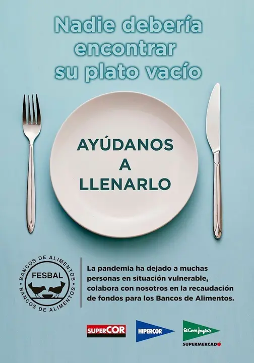 Cartel de la campa&ntilde;a de El Corte Ingl&eacute;s con la Federaci&oacute;n Espa&ntilde;ola de Bancos de Alimentos