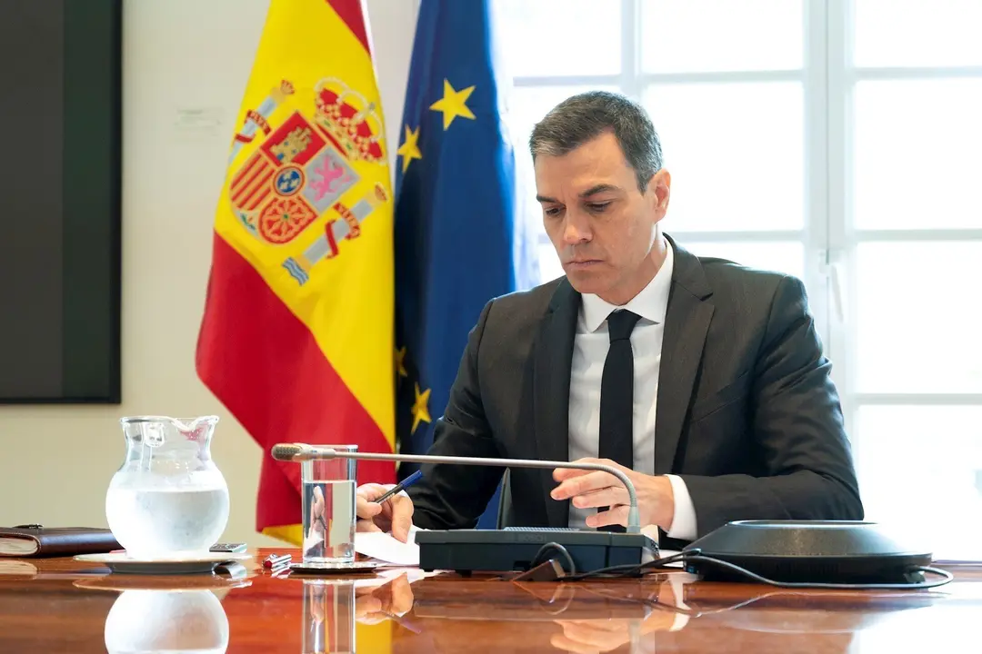 El presidente del Gobierno, Pedro S&aacute;nchez, se re&uacute;ne con los presidentes auton&oacute;micos por videconferencia, en Madrid (Espa&ntilde;a) a 31 de mayo de 2020.