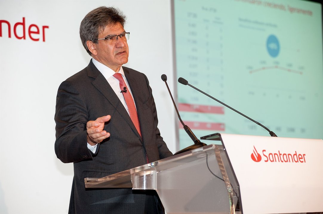El consejero delegado de Banco Santander, José Antonio Álvarez, durante la presentación de resultados del primer trimestre de 2020.