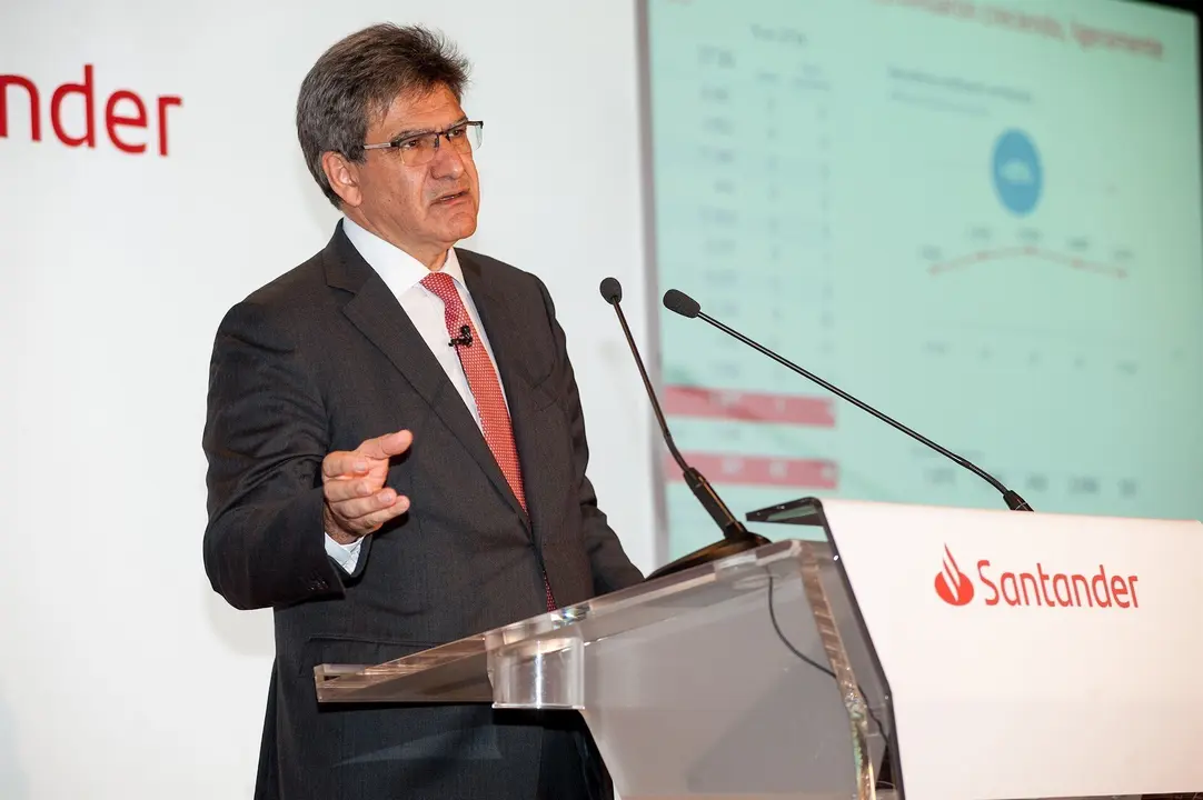 El consejero delegado de Banco Santander, Jos&eacute; Antonio &Aacute;lvarez, durante la presentaci&oacute;n de resultados del primer trimestre de 2020.