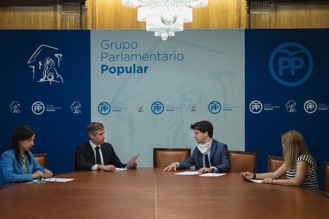 El vicesecretario de Política Territorial, Antonio González Terol, y el presidente de NNGG, Diego Gago, presentan un manifiesto en reconcimiento a la labor de la Guardia Civil. En Madrid, a 4 de junio de 2020.