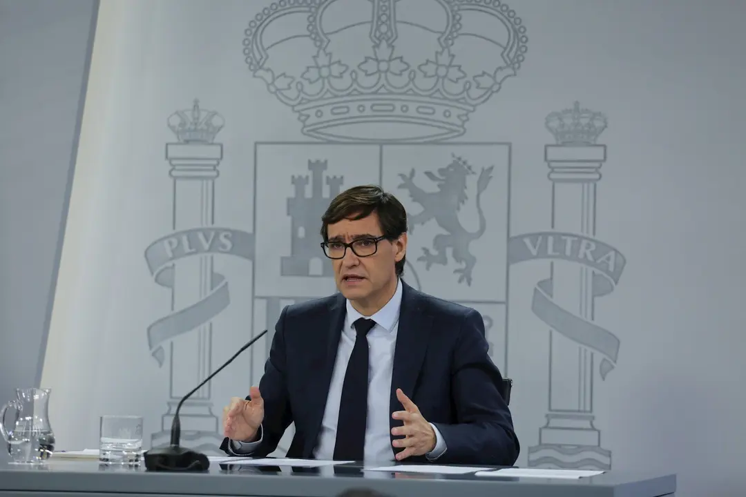 El ministro de Sanidad, Salvador Illa, comparece en rueda de prensa posterior al Consejo de Ministros extraordinario de car&aacute;cter no presencial. En Moncloa, Madrid (Espa&ntilde;a), a 5 de junio de 2020.