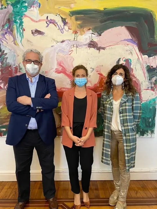 La delegada del Gobierno en Cantabria, Ainoa Qui&ntilde;ones, con los presidentes de ambos colegios profesionales, Javier Hern&aacute;ndez de Sande y Roc&iacute;o Carde&ntilde;oso