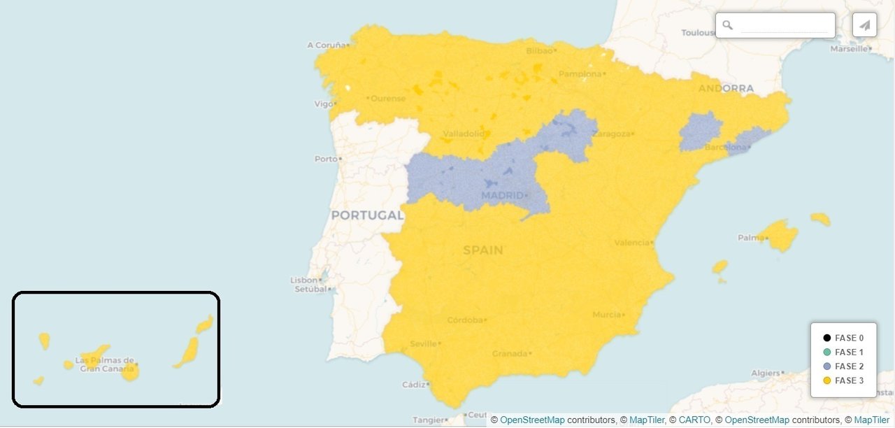 El mapa de desescalada a partir del lunes 15 de junio por municipios