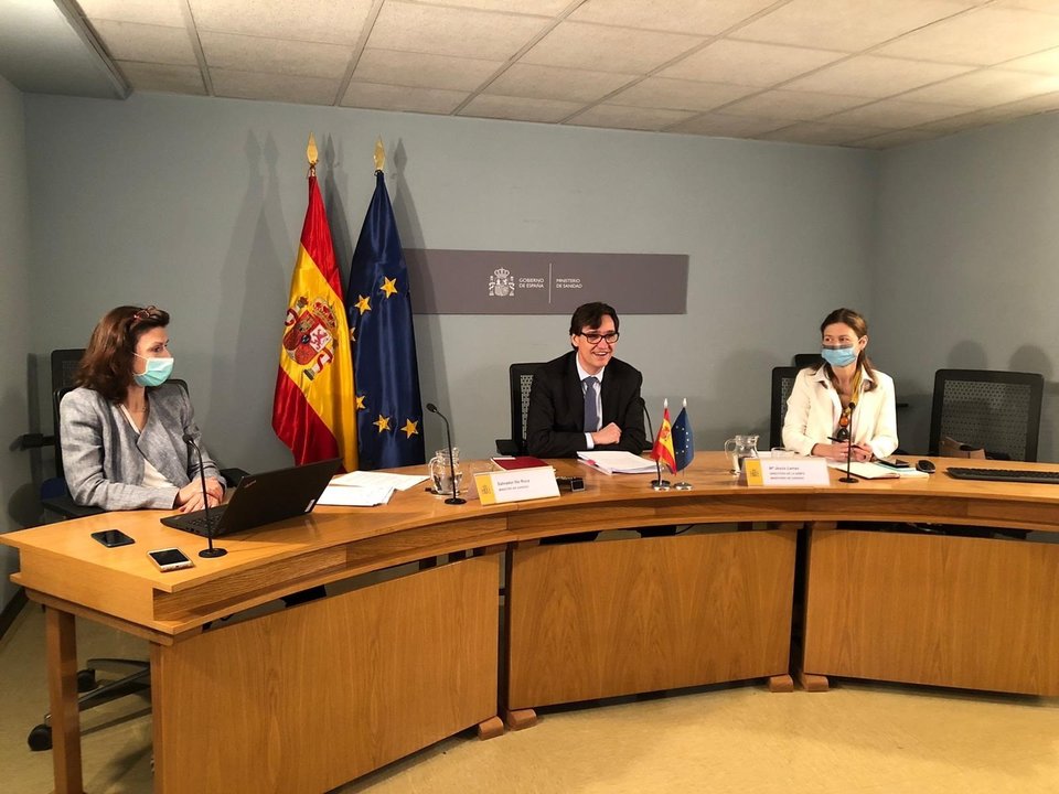 El ministro de Sanidad, Salvador Illa, ha participado hoy en la reunión informal de ministros de la Unión Europea, donde ha mostrado su Apoyo al Acuerdo de Compra Anticipada de vacunas contra el Covid-19 de la Unión Europea.