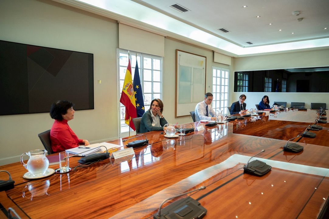 El presidente del Gobierno, Pedro Sánchez, se reúne con los presidentes autonómicos por videoconferencia, en Madrid (España) a 14 de junio de 2020. 