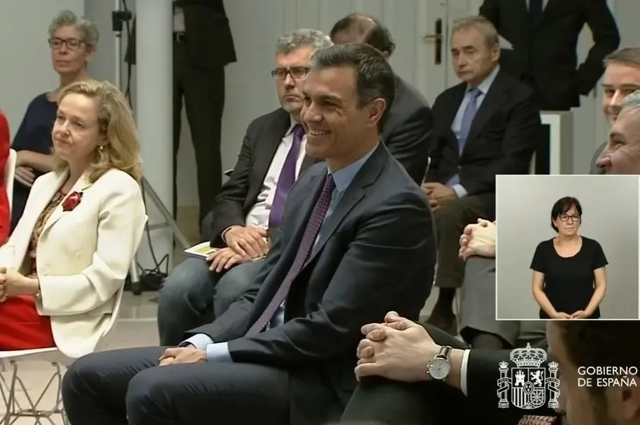Pedro S&aacute;nchez durante la presentaci&oacute;n del plan.