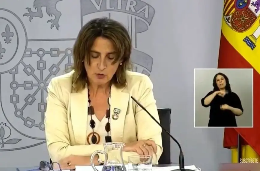 Teresa Ribera en la rueda de prensa.