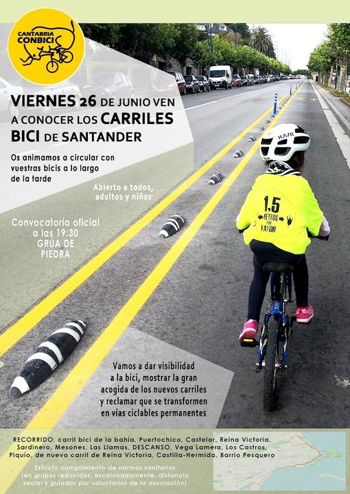 Cartel salida por los carriles bici de Santander